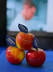 Äpfel mit eingelasertem Ariana-Logo